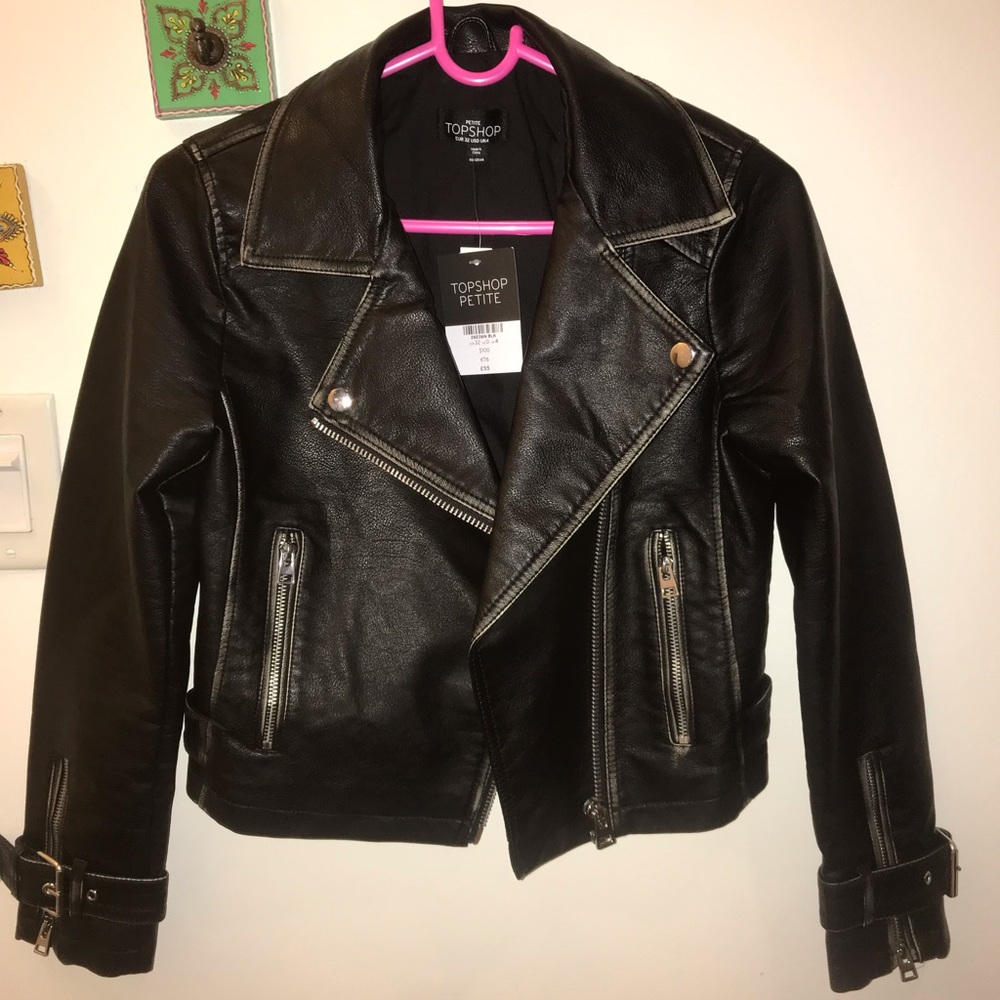 Brand New Black Leather Jacket TopShop